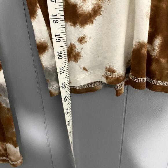 Zara Brown Tie Dye Thin Mock Neck Long Sleeve Boho Western Fitted Top M - Picture 5 of 7